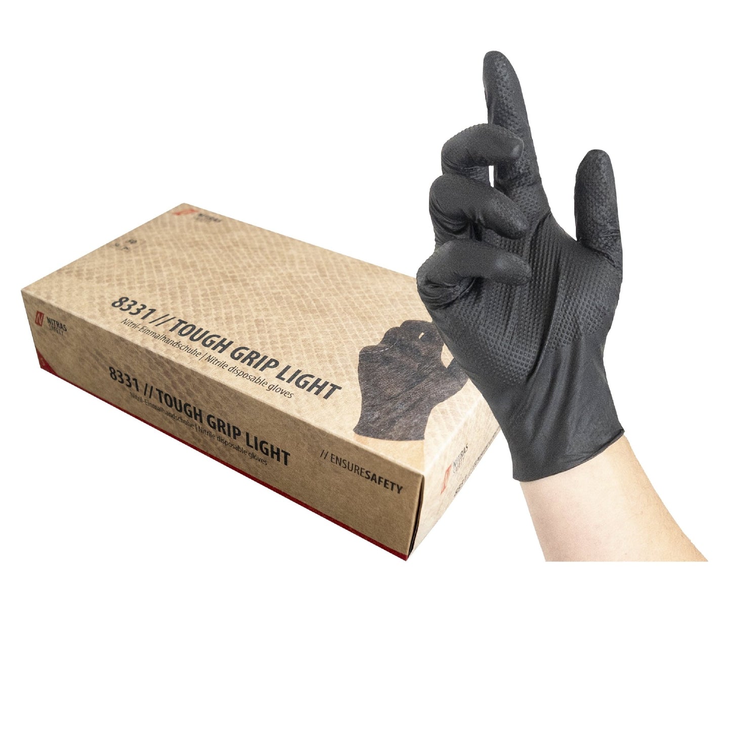 NITRAS TOUGH GRIP LIGHT, γάντια μιας χρήσης νιτριλίου, μαύρο