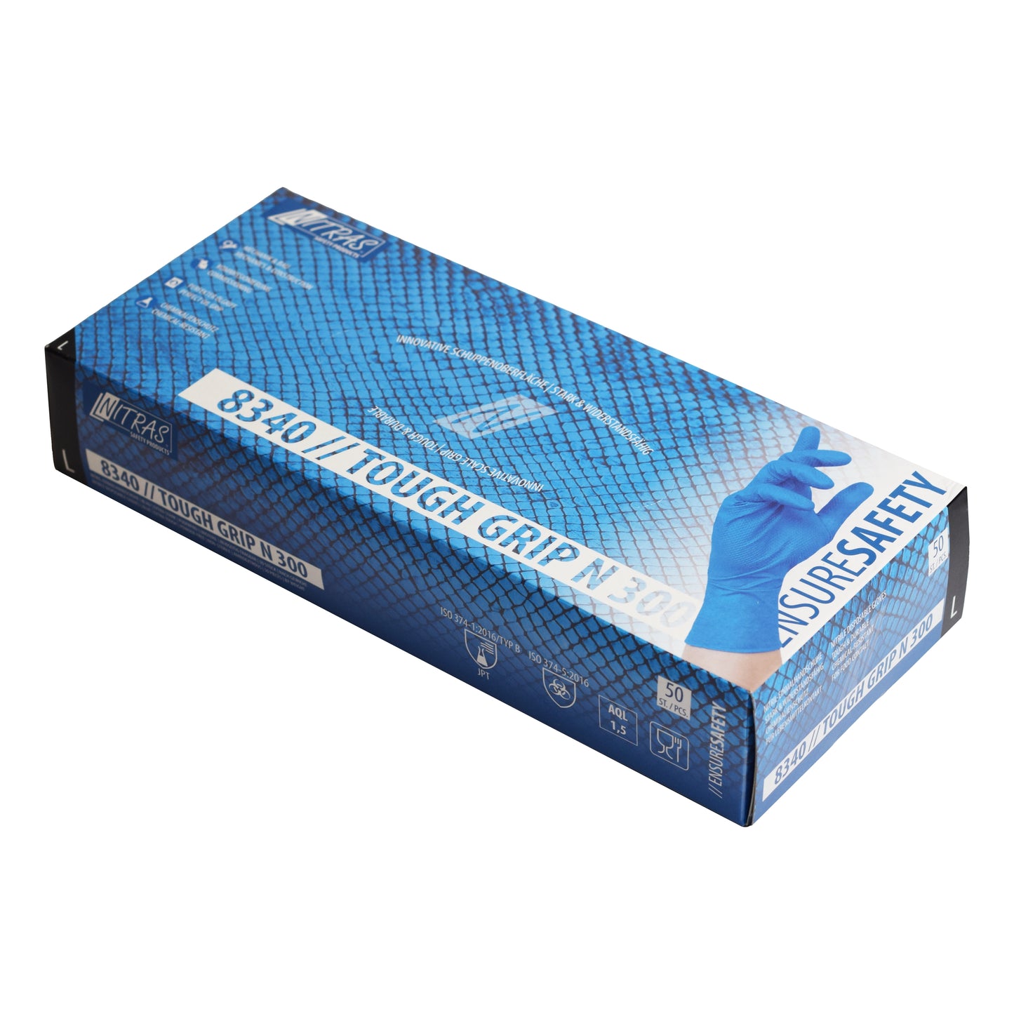 NITRAS TOUGH GRIP N 300, γάντια μιας χρήσης νιτριλίου, μπλε