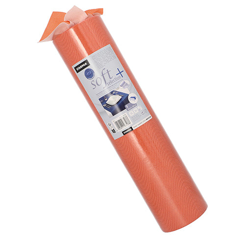 Ένα ρολό τραπεζομάντηλου Starpak, που μοιάζει με ύφασμα «Soft Selection Plus» (24 μ x 40 εκ), στέκεται όρθιο με ένα κομμάτι πάνω ελαφρώς ξετυλιγμένο - ιδανικό για ιδιαίτερες περιστάσεις. Η ετικέτα του προϊόντος δείχνει τη μάρκα Starpak και λεπτομέρειες.