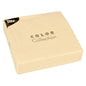 Eine versiegelte beige Packung Servietten (50 Stück) der PAPSTAR GmbH, 2-lagig, 1/4-Falz, 40 x 40 cm aus der Color Collection, mit kleinem Logo oben links und schlichter Verpackung mit ordentlich gestapelten Servietten.