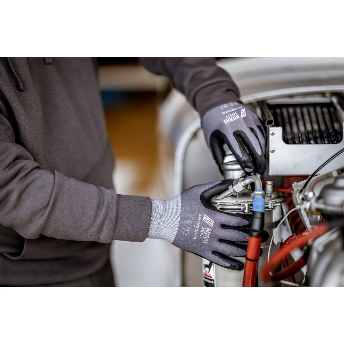 NITRAS SKIN FLEX LITE, γάντια συναρμολόγησης, γκρι / μαύρο