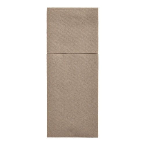 Οι θήκες μαχαιροπίρουνων Starpak 100, Airlaid 40 x 48 cm με πτυχή για μαχαιροπίρουνα, είναι καφέ, ορθογώνιες, κατά μήκος διπλωμένες χαρτοπετσέτες - ιδανικές για διακόσμηση τραπεζιού ή ως στυλάτες θήκες μαχαιροπίρουνων.
