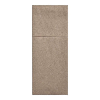 Οι θήκες μαχαιροπίρουνων Starpak 100, Airlaid 40 x 48 cm με πτυχή για μαχαιροπίρουνα, είναι καφέ, ορθογώνιες, κατά μήκος διπλωμένες χαρτοπετσέτες - ιδανικές για διακόσμηση τραπεζιού ή ως στυλάτες θήκες μαχαιροπίρουνων.