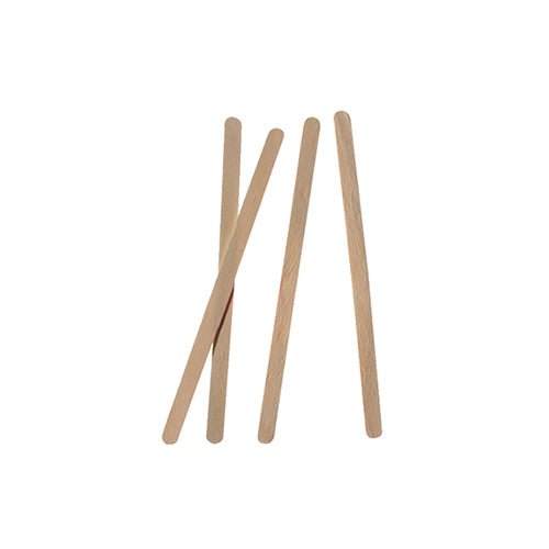Πέντε PAPSTAR ξυλάκια ανάδευσης "pure" 11 cm (PAPSTAR GmbH), φιλικά προς το περιβάλλον και σταθερά, βρίσκονται σε λευκό φόντο, εν μέρει επικαλυπτόμενα, εν μέρει με απόσταση μεταξύ τους.