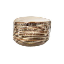 Ένα κουτί με 25 PAPSTAR πιάτα από φύλλο φοίνικα "pure", στρογγυλά (Ø 18,5 cm), βιώσιμα και βιοδιασπώμενα, από την PAPSTAR GmbH απεικονίζεται σε διαφανή συσκευασία μπροστά σε λευκό φόντο.