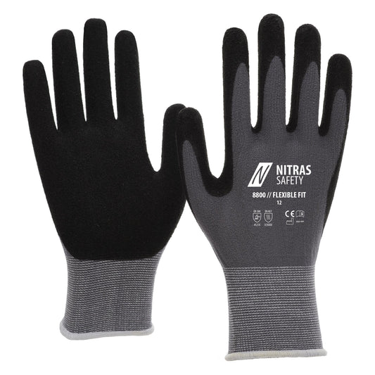 NITRAS FLEXIBLE FIT, γάντια συναρμολόγησης, γκρι / μαύρο