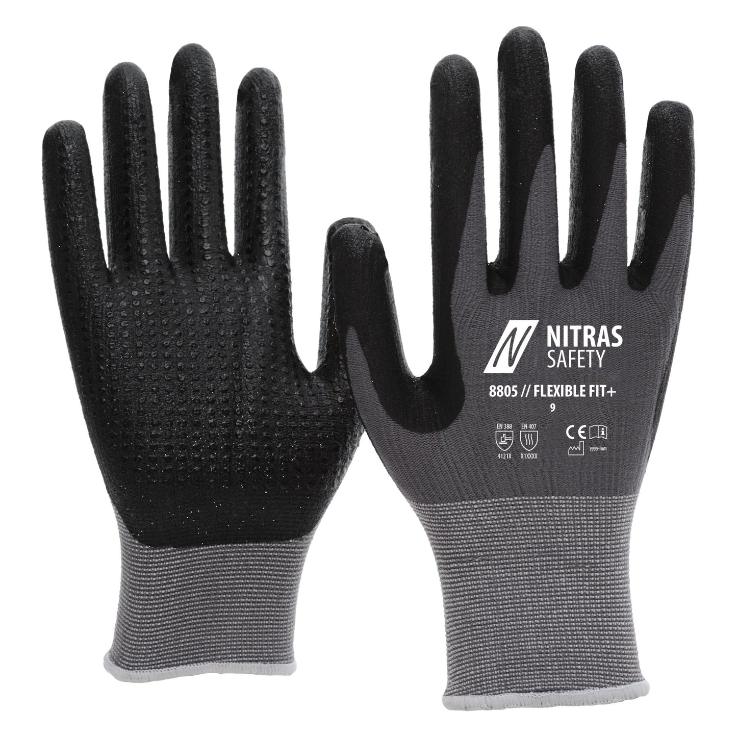 NITRAS FLEXIBLE FIT+, γάντια συναρμολόγησης, γκρι / μαύρο