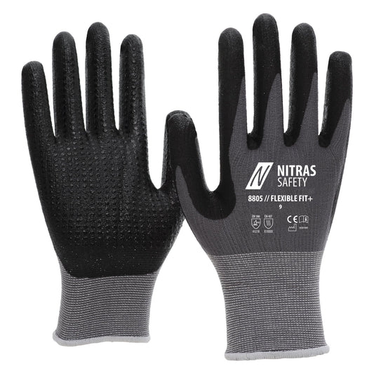 NITRAS FLEXIBLE FIT+, γάντια συναρμολόγησης, γκρι / μαύρο