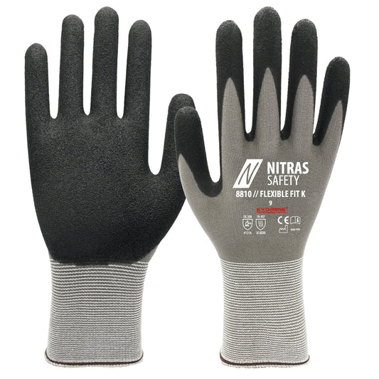 NITRAS FLEXIBLE FIT K, γάντια συναρμολόγησης, γκρι / μαύρο