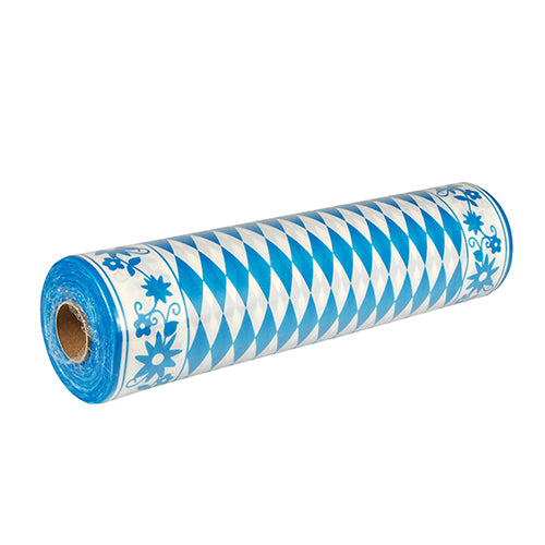Der PAPSTAR Tischläufer, stoffähnlich Airlaid „Bayrisch Blau“ (24 m x 40 cm, 1 Rolle) der PAPSTAR GmbH weist ein blau-weißes Rautenmuster auf – ideal als festlicher Tischläufer für besondere Anlässe.