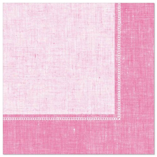 Οι PAPSTAR 50 χαρτοπετσέτες "ROYAL Collection" 1/4-πτυχή 40 x 40 cm ροζ της PAPSTAR GmbH έχουν ελαφρώς δομημένο ροζ σχέδιο με ανοιχτό κέντρο, πιο σκούρα άκρη και κεντημένες λευκές γραμμές - ιδανικές για κομψές διακοσμήσεις τραπεζιών.