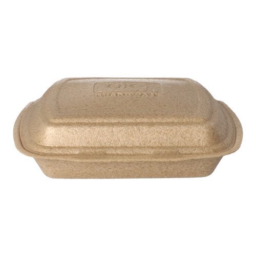 Τα Starpak 50 Menübοxen με καπάκι από XPP (7 x 20,5 x 24 cm, μπεζ) επιτρέπουν την ασφαλή μεταφορά τροφίμων και εμφανίζονται στη φωτογραφία σε λευκό φόντο.