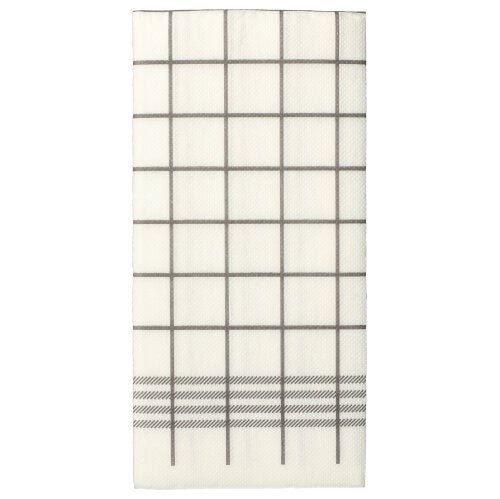 Μια λευκή, 2-στρώσεων χαρτοπετσέτα "Kitchen Towel" με γκρι πλέγμα και διαγώνιες γραμμές, παρόμοια με τις PAPSTAR 30 χαρτοπετσέτες "PUNTO" 1/8-πτυχή, 39x40 εκ., μικροανάγλυφο της PAPSTAR GmbH.
