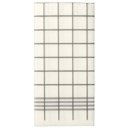 Μια λευκή, 2-στρώσεων χαρτοπετσέτα "Kitchen Towel" με γκρι πλέγμα και διαγώνιες γραμμές, παρόμοια με τις PAPSTAR 30 χαρτοπετσέτες "PUNTO" 1/8-πτυχή, 39x40 εκ., μικροανάγλυφο της PAPSTAR GmbH.