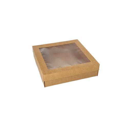 Το κουτί μεταφοράς και τροφοδοσίας Starpak 25 από καφέ χαρτόνι με ξεχωριστό καπάκι και παράθυρο PET είναι η ιδανική λύση συσκευασίας για παρουσίαση και μεταφορά.