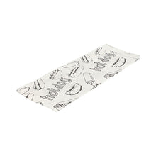 Απεικονίζεται μια επίπεδη, λευκή PAPSTAR συσκευασία χαρτιού για χοτ ντογκ (21x8,5 εκ.) με μαύρο σκίτσο χοτ ντογκ και κείμενο "Hot Dog" από το πακέτο συρρίκνωσης των 1000 τεμαχίων της PAPSTAR GmbH σε λευκό φόντο.