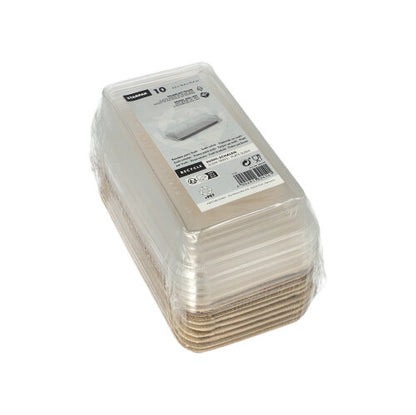 Το Starpak 10 Sushi-Schalen Palmblatt eckig mit rPET-Deckel «Kombipack» προσφέρει ορθογώνια δοχεία με καπάκι, ιδανικά για άνετο σερβίρισμα και αποθήκευση σούσι ή για συνδυασμό με αντίστοιχο καπάκι rPET.