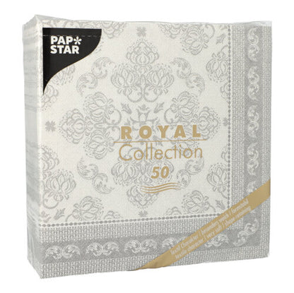 Μια συσκευασία με 50 γκρι PAPSTAR "ROYAL Collection" 40x40 cm χαρτοπετσέτες (1/4-πτυχή) της PAPSTAR GmbH.