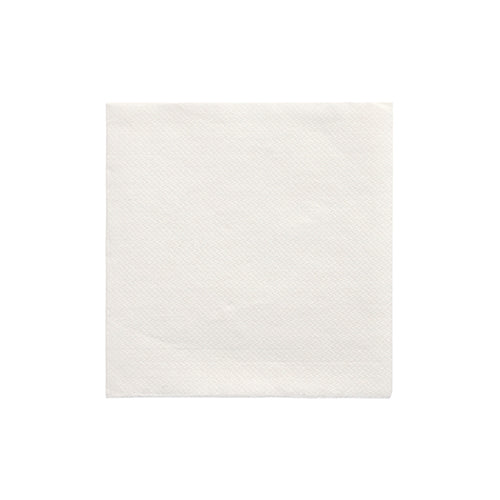 Μια μεμονωμένη PAPSTAR πετσέτα 1/4-πτυχή, 24x24 cm, λευκή από τη "DAILY Collection" (PAPSTAR GmbH) βρίσκεται επίπεδη σε λευκή επιφάνεια και παρατηρείται από πάνω.