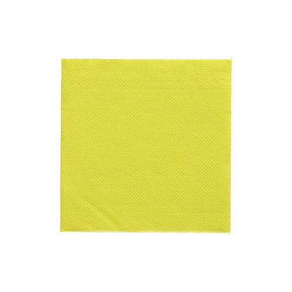 Οι PAPSTAR χαρτοπετσέτες 1/4-δίπλωμα, 24x24 cm σε λεμονί χρώμα από τη "DAILY Collection" της PAPSTAR GmbH (20 τεμάχια) βρίσκονται για κομψή διακόσμηση τραπεζιού στη φωτογραφία τετράγωνες σε λευκό φόντο και δείχνουν το δομημένο, φρέσκο χρώμα τους.