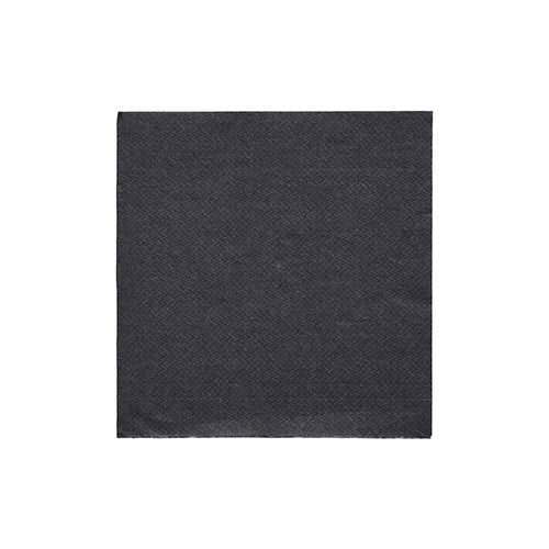 Μια μεμονωμένη PAPSTAR χαρτοπετσέτα 1/4-πτυχή, 24x24 cm μαύρη από τη "DAILY Collection" (20 τεμάχια), από την PAPSTAR GmbH, παρουσιάζεται σε λευκό φόντο - ιδανική για κομψές διακοσμήσεις τραπεζιού.
