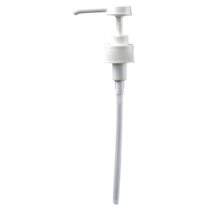 Der Dr. Schnell Dosierhilfen Dispenser von DR.SCHNELL GmbH & Co. KGaA ist eine weiße Kunststoffpumpe mit langem Strohhalm, geripptem Kragen und flacher Tülle - ideal zum Dosieren von Reinigungsmitteln, Seife oder Lotion aus Flaschen.