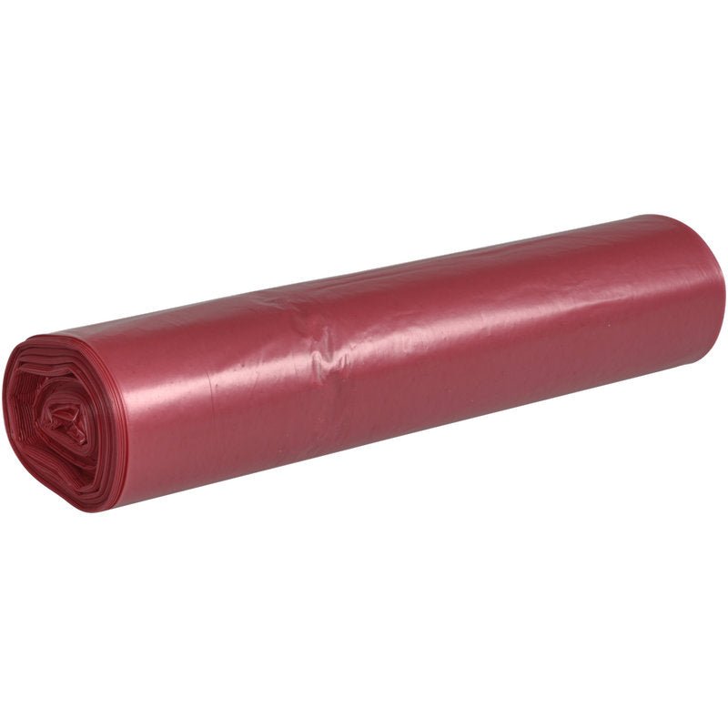 Απεικονίζεται ένα τυλιγμένο δέμα σάκων απορριμμάτων Abena Re-Seller GmbH 70 L, 575x1000 mm, 32 my LDPE σε μονόχρωμο λευκό φόντο - ιδανικό για αποδοτική διάθεση απορριμμάτων.