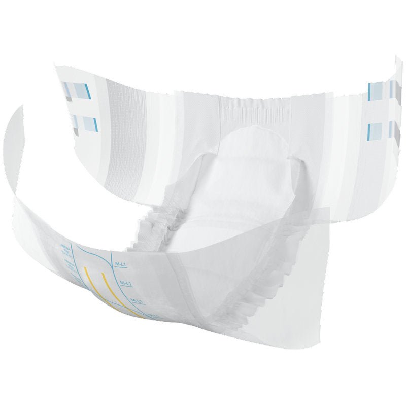 Η ABENA Slip Flexi Fit M-L Premium από την Abena Re-Seller GmbH πείθει με ελαστικά περιγράμματα ποδιών, μαλακό εσωτερικό ύφασμα, έγχρωμες σημάνσεις εξωτερικά και ευέλικτη εφαρμογή με ανοιχτή απεικόνιση της απορροφητικής επιφάνειας και της μέσης.