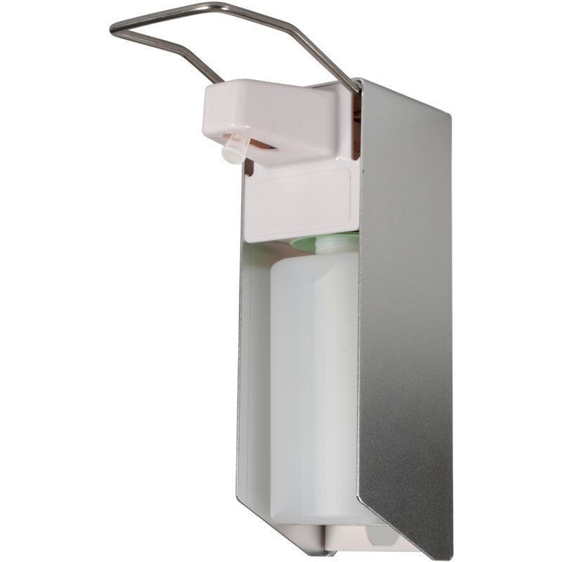 Η Abena Re-Seller GmbH Armhebelspender AL500A (500 ml, Αλουμίνιο/Λευκό) είναι ένας τοίχο-τοποθετούμενος διανομέας με διαφανές δοχείο αναπλήρωσης και μακρύ μεταλλικό μοχλό για εύκολη εφαρμογή σαπουνιού ή απολυμαντικού. Παραδίδεται σε μία συσκευασία.