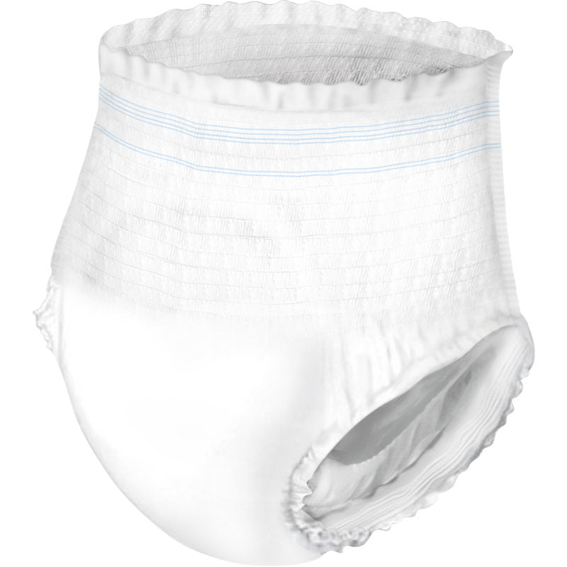 Τα ABENA Pants XS1, Premium | Συσκευασία (24 τεμάχια) από την Abena Re-Seller GmbH είναι ένα εσώρουχο μίας χρήσης για ενήλικες με ελαστική μέση και ανοιχτόχρωμες μπλε γραμμές, σχεδιασμένο για βέλτιστη φροντίδα ακράτειας. Απεικονίζεται σε μονόχρωμο φόντο.