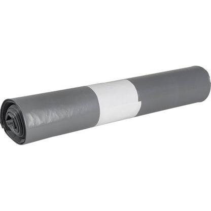 Ένας ρόλος γκρι σακούλες απορριμμάτων Abena Re-Seller GmbH για Sækko Boy 120, 55 my LDPE Ανακυκλωμένο είναι εφοδιασμένος με μια λευκή ετικέτα και προσφέρει μια φιλική προς το περιβάλλον λύση για την απόρριψη απορριμμάτων.