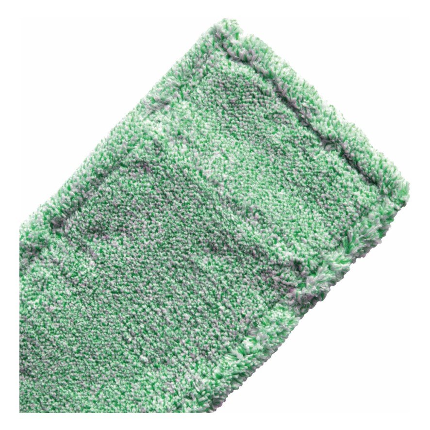 Το Arcora MICRO GREEN - FC OHNE DECKBLATT της Arcora International GmbH δείχνει σε κοντινό πλάνο πράσινα, γκρι και σκούρα πράσινα τμήματα με ραμμένες άκρες - μια φιλική προς το περιβάλλον λύση - σε λευκό φόντο.