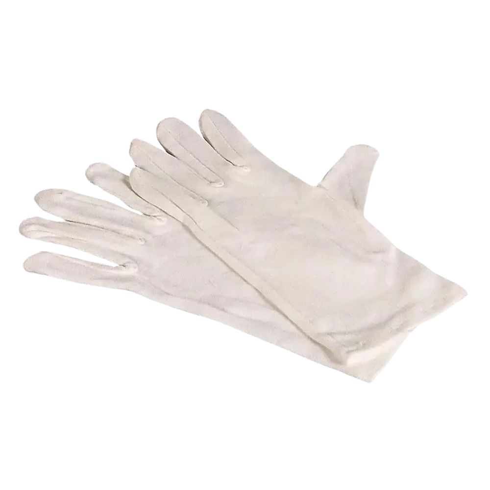 Ένα ζευγάρι λευκά εσωτερικά γάντια AMPri ECO-PLUS της AMPri Handelsgesellschaft mbH από μαλακό βαμβάκι είναι ελαφριά, εφαρμοστά γάντια στην παλάμη, ιδανικά για επιπλέον ζεστασιά ή προστασία κατά την εργασία κάτω από βαρύτερα γάντια.