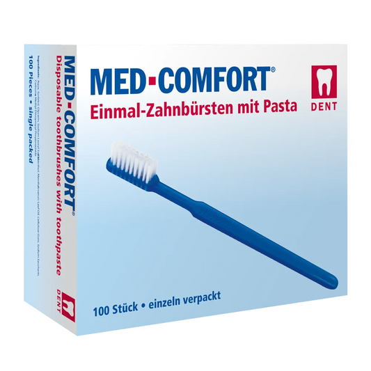 Ampri Med-Comfort Dental PS Μόλις οδοντόβουρτσα με οδοντόκρεμα, διαφορετικά χρώματα | Κουτί (100 κομμάτια)