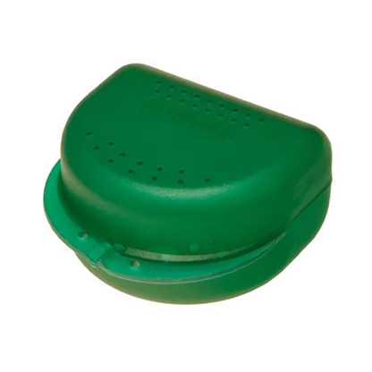 Ένα δοχείο οδοντιατρικών συσκευών AMPri από πολυπροπυλένιο για ενήλικες σε διάφορα χρώματα, με διαστάσεις 80 x 80 x 45 cm, με αναδιπλούμενο καπάκι και μικρές οπές αερισμού στην κορυφή.