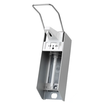 Παρουσιάζουμε το επιτοίχιο διανομέα AMPri της AMPri Handelsgesellschaft mbH, σχεδιασμένο για 500 ml απολυμαντικού και σαπουνιού. Αυτός ο επιτοίχιος διανομέας έχει μια κομψή ασημένια εξωτερική εμφάνιση και μια υγιεινή διανομή, πλήρης με έναν μακρύ μοχλό για εύκολη χρήση. Στο εσωτερικό βρίσκεται ένα μπουκάλι με αντλία πίεσης.