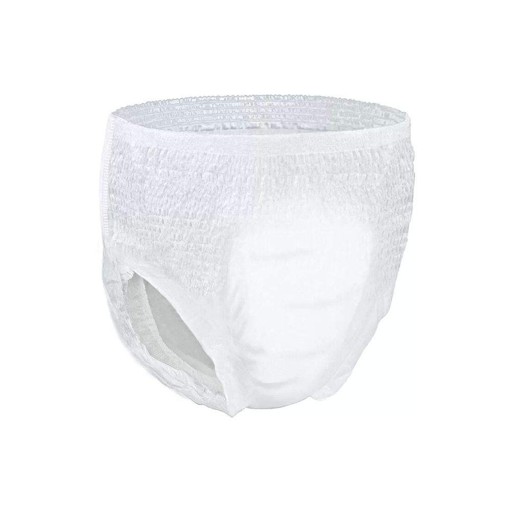 Μια BeeSana® Medi-Pants πάνα μίας χρήσης για ενήλικες με ακράτεια, με ελαστική ζώνη, απομονωμένη σε λευκό φόντο.