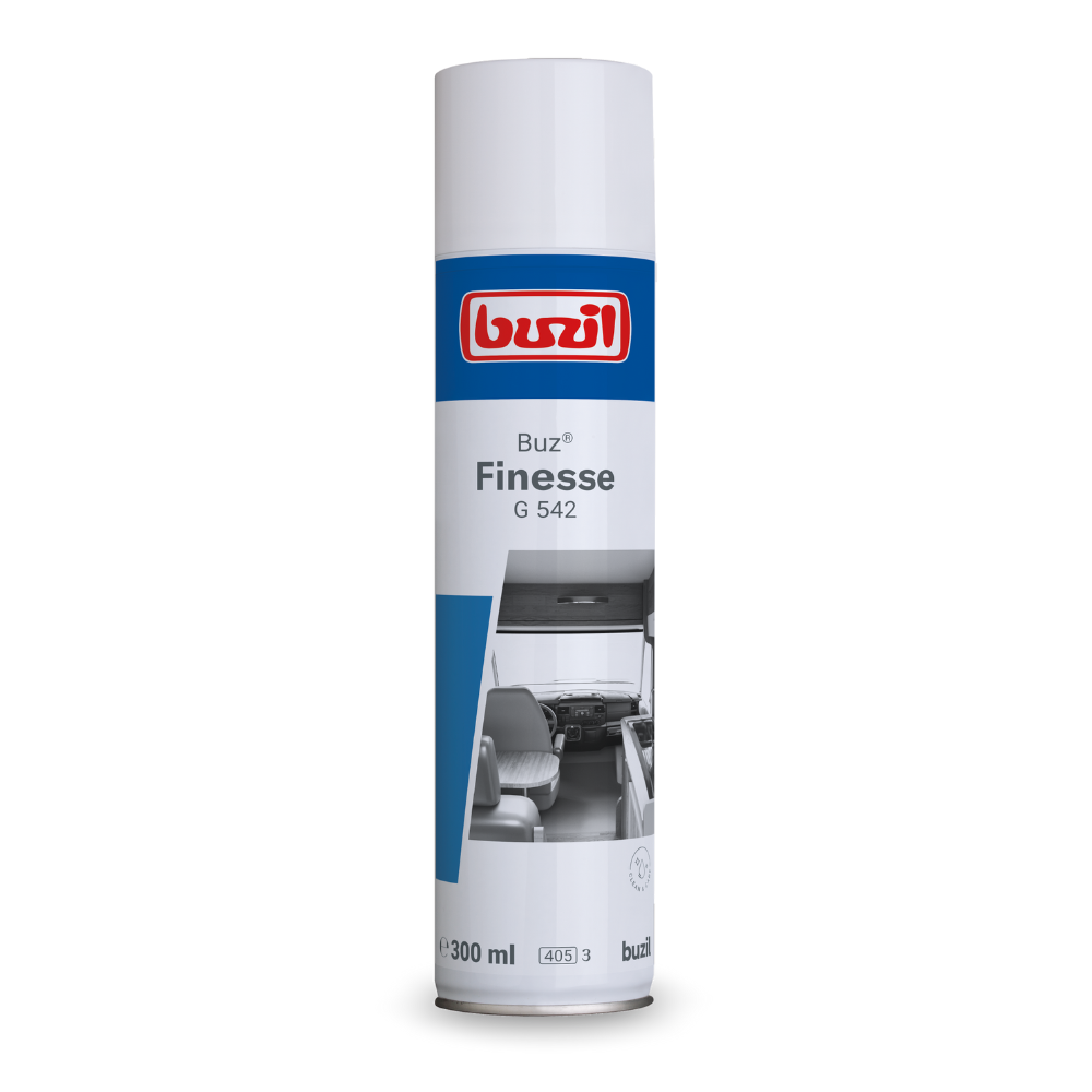 Το Buzil Buz® Finesse G 542, ένα έτοιμο προς χρήση προϊόν φροντίδας επίπλων και ειδικής φροντίδας σε φιάλη των 300 ml από την BUZIL-WERK Wagner GmbH & Co. KG, είναι ιδανικό για εργασίες καθαρισμού και φροντίδας. Είναι ιδιαίτερα κατάλληλο για τη φροντίδα επίπλων και προσφέρει ειδική φροντίδα με αντιστατική δράση για να διατηρεί τις επιφάνειες αψεγάδιαστες και χωρίς σκόνη.