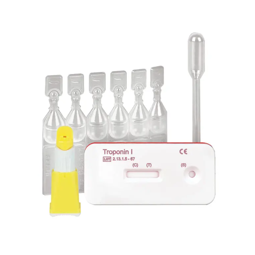 Το Cleartest® Troponin I Vollblut Infarkt-Test της Servoprax GmbH είναι ένα ιατρικό γρήγορο τεστ για τη διάγνωση ενός οξέος στεφανιαίου συνδρόμου. Παρέχεται με μια μαρκαρισμένη κασέτα τεστ, σφραγισμένα αντιδραστήρια, μια πιπέτα και ένα πλαστικό μπουκάλι σταγόνων. Η κασέτα διαθέτει ένα παράθυρο αποτελέσματος για γρήγορη και ακριβή ανίχνευση εμφραγμάτων.