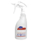 Η λευκή φιάλη ψεκασμού 500 ml "Sani 4 in 1 Plus" της Diversey Deutschland GmbH & Co. OHG με σκανδάλη αφρού, μπλε και κόκκινο σχέδιο, σύμβολα για καθαρισμό και απολύμανση, είναι διαθέσιμη ως φιάλη αναπλήρωσης (1 τεμάχιο).