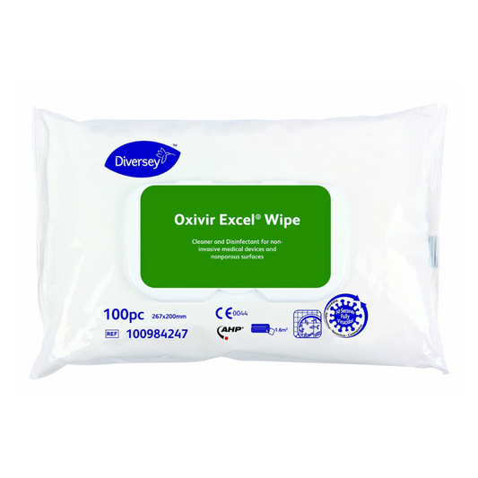 Diversey Oxivir® Excel σκουπίστε πετσέτες απολύμανσης με ευρύ φάσμα εφέ Πακέτο (100 πετσέτες)