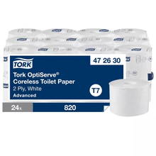 Tork OptiServe χαρτί υγείας χωρίς πυρήνα, 2 στρώσεων, λευκό, σύστημα T7, 24 ρολά των 820 φύλλων
