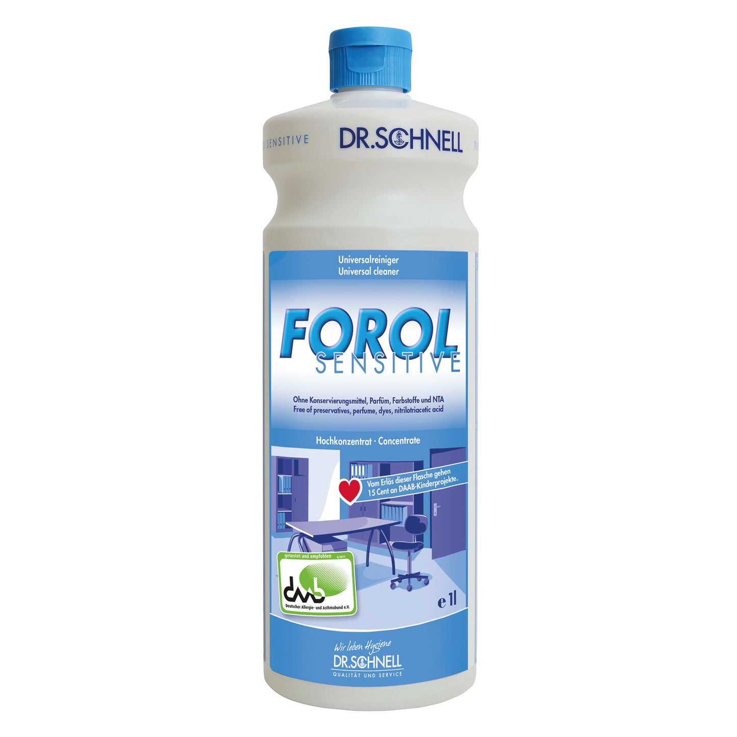 Dr. Schnell Forol Sensitive Universalreiniger, 1 l Flasche von DR.SCHNELL GmbH & Co. KGaA, χωρίς άρωμα και χρωστικές ουσίες - ιδανικό για τον καθαρισμό επιφανειών σε διάφορους τομείς.