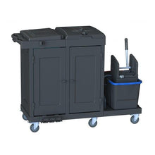 Το καρότσι καθαρισμού Arcora Ecoblack 750 της Arcora International GmbH (1410 x 680 x 1100 mm, χαρτόνι 1 τεμάχιο) διαθέτει δύο ράφια, έναν κουβά με μηχανισμό στύψης, τέσσερις περιστρεφόμενους τροχούς και μία λαβή - ιδανικό για τη μεταφορά υλικών συσκευασίας αποστολής.