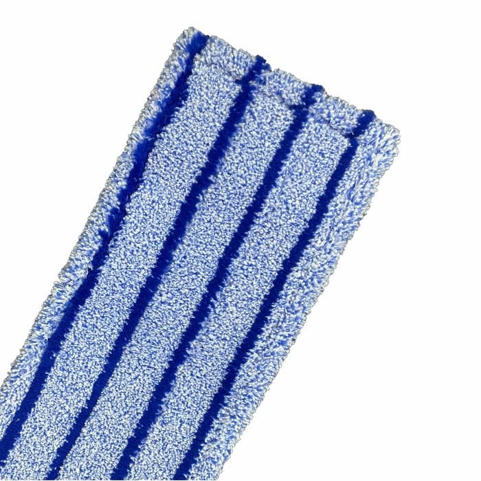 Μια κοντινή λήψη του Arcora RUNNER BLUE - FC OHNE DECKBLATT μικροϊνών σφουγγαρίστρας από την Arcora International GmbH δείχνει το ορθογώνιο σχήμα του με τρεις σκούρες μπλε λωρίδες, ιδανικό για τον καθαρισμό ανθεκτικών δαπέδων.