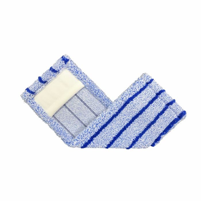 Το Arcora RUNNER BLUE - FC OHNE DECKBLATT από την Arcora International GmbH είναι ένα μπλε-λευκό ριγέ πανί μικροϊνών σε λευκό φόντο, με ορθογώνια επιφάνεια Velcro, ιδανικό για όλους τους τύπους ανθεκτικών δαπέδων.