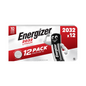 Εικόνα ενός πακέτου μπαταριών κουμπιών Energizer CR2032 λιθίου-διοξειδίου του μαγγανίου 12 τεμαχίων από την Energizer Deutschland GmbH. Η συσκευασία είναι κυρίως λευκή και κόκκινη, με το λογότυπο της Energizer επάνω αριστερά και μια μασκότ στη δεξιά πλευρά. Υποδεικνύει διάρκεια ζωής 10 ετών, με το κείμενο «2032 x 12» επάνω δεξιά - μια πραγματικά ανθεκτική μπαταρία.