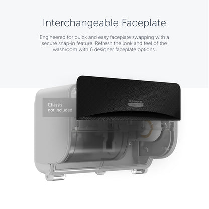 Die Kimberly-Clark Professional™ Icon™ Dispenser Faceplate - SRBH (32,39 x 10,80 x 3,18 cm) von Kimberly-Clark GmbH wird auf das transparente Icon Spendergehäuse aufgeschnappt; sechs Designoptionen verfügbar. Chassis nicht enthalten.