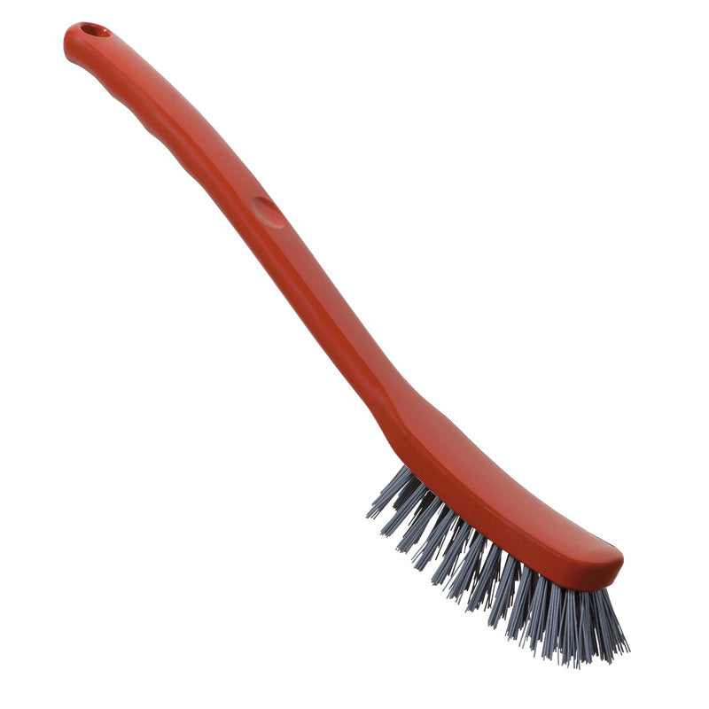 Die METAL DETECT UNIVERSALBÜRSTE PBT GRAU von Haug Bürsten KG hat einen leicht gebogenen Griff mit Aufhängeloch und steife, graue PBT-Borsten (ø0,60 mm). Mit den Maßen 295x25x23mm ist sie ideal für die Reinigung empfindlicher Oberflächen.