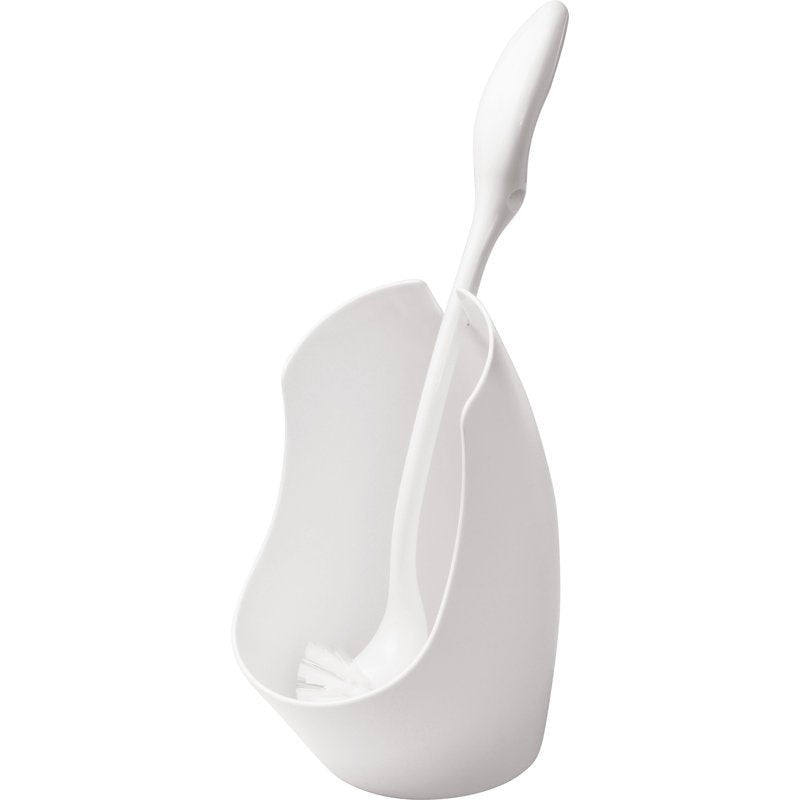 Η WC-GARNITUR MODERN, MIT RUNDBÜRSTE #6420 της Haug Bürsten KG είναι ένα λευκό σετ από πλαστικό σε μοντέρνο σχεδιασμό με αντίστοιχη βάση και όρθια στρογγυλή βούρτσα - ένα απλό, πρακτικό αξεσουάρ για το μπάνιο σας.